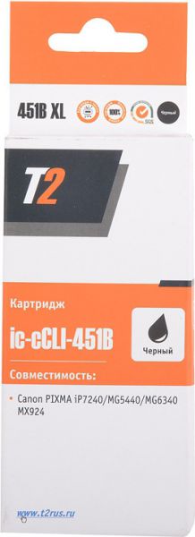 Картридж для принтера и МФУ T2 IC-CCLI-451BK XL черный, [ic-ccli-451bk xl]